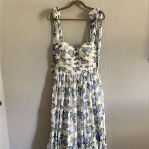 Floral Blue and White Maxi Dress